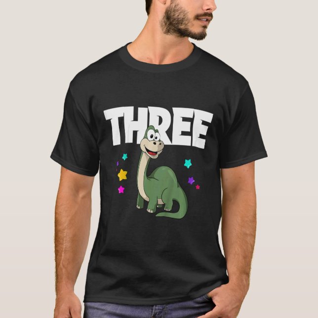 Bards TRE Dinosaur 3:e födelsedagen T Shirt (Framsida)