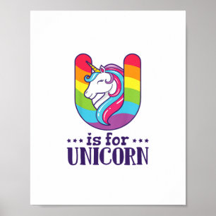Bards U är för Unicorn Alphabet T-Shirt Poster