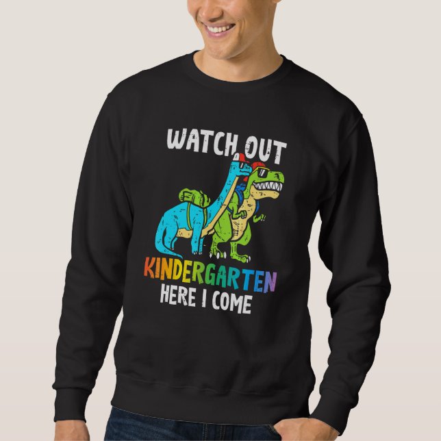 Bards vaktar ut Kindergarten här i Kom Dinosaur B Lång Ärmad Tröja (Framsida)