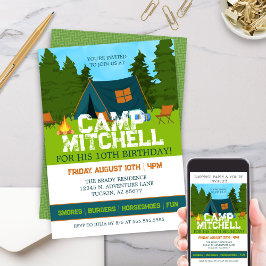 Bards Woodland Backyard Camp out Birthday Inbjudningar
