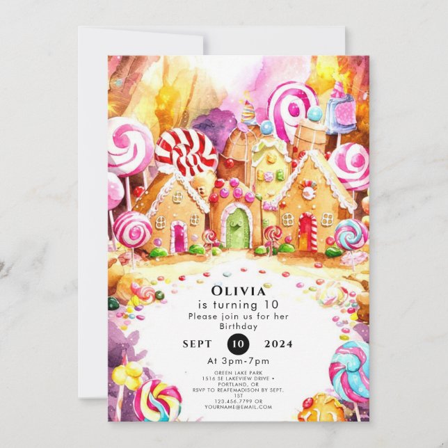 Bards'Sprinkle Candyland Birthday Inbjudningar (Framsida)