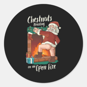 Bare Arsed Santa Rude Pun Roasting Nöt Runt Klistermärke