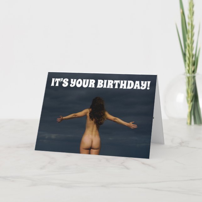BARE BUTT BEACH GIRL BIRTHDAY CARD FÖR HENNE KORT (Framsida)
