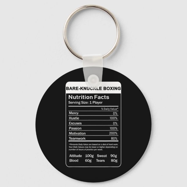 Bare-fingle-boxing Nutrition Facts Nyckelring (Framsida)