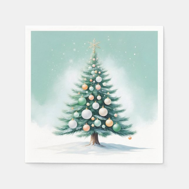 Bare Grönt Gräs Träd | Silver Grönt Orange Pappersservett (Framsidan)