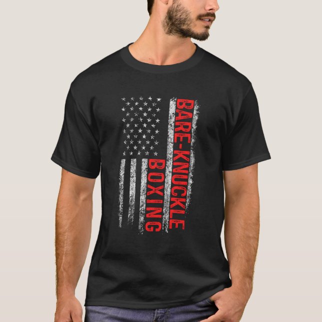 Bare Knuckle Boxing American Flagga 4:e juli Figh T Shirt (Framsida)