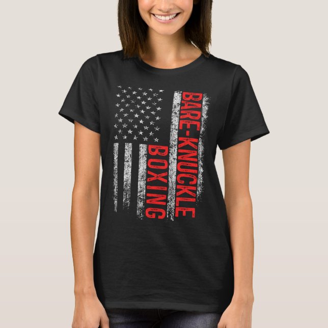 Bare Knuckle Boxing American Flagga 4:e juli Figh T Shirt (Framsida)