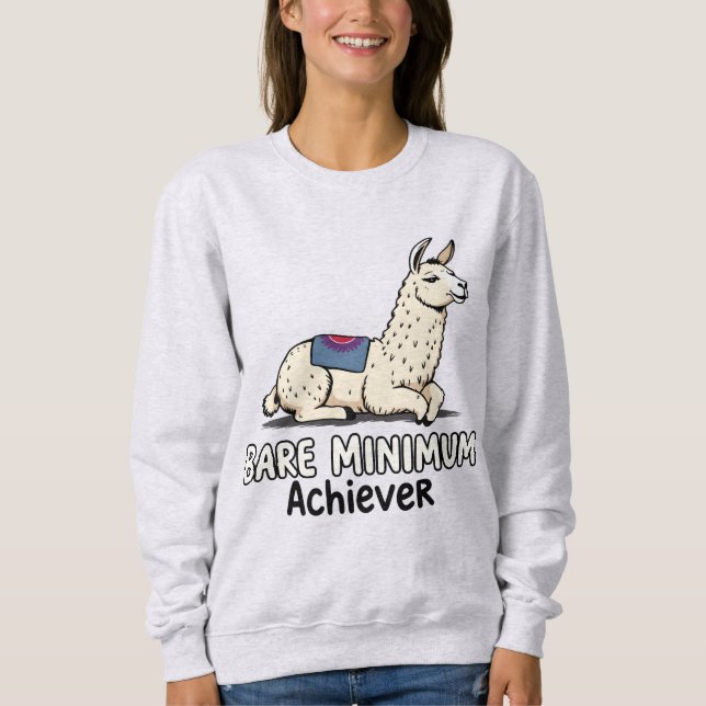 Bare Minimum Achiever Funny Llama Lazy Humor  T Shirt (Framsida)