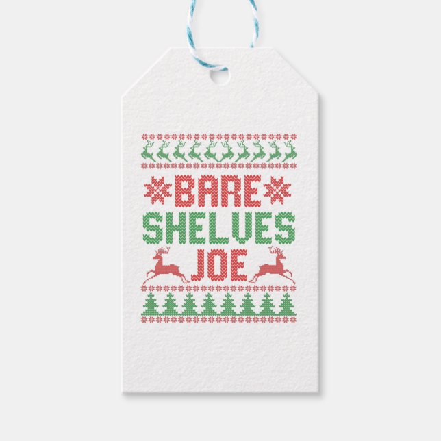 Bare Shelves Joe Funny Ugly jul Sweater Gift Presentetikett (Framsidan)