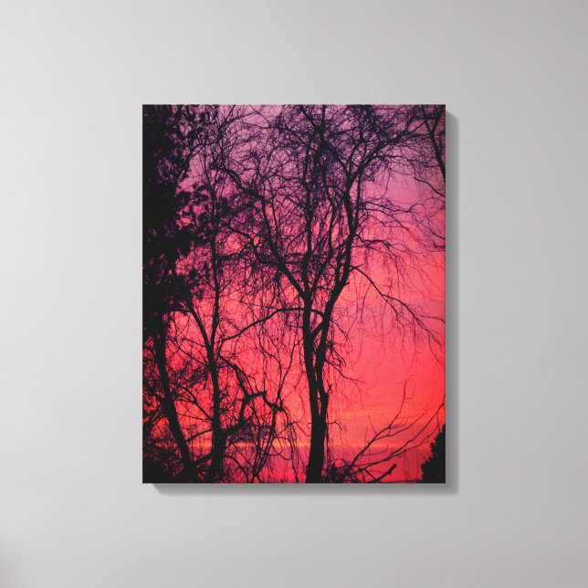 Bare Träd Sunrise Wrapped Canvas (Framsida)