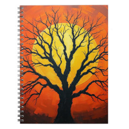 Bare Tree In Shadow With The Sun Notebook Anteckningsbok