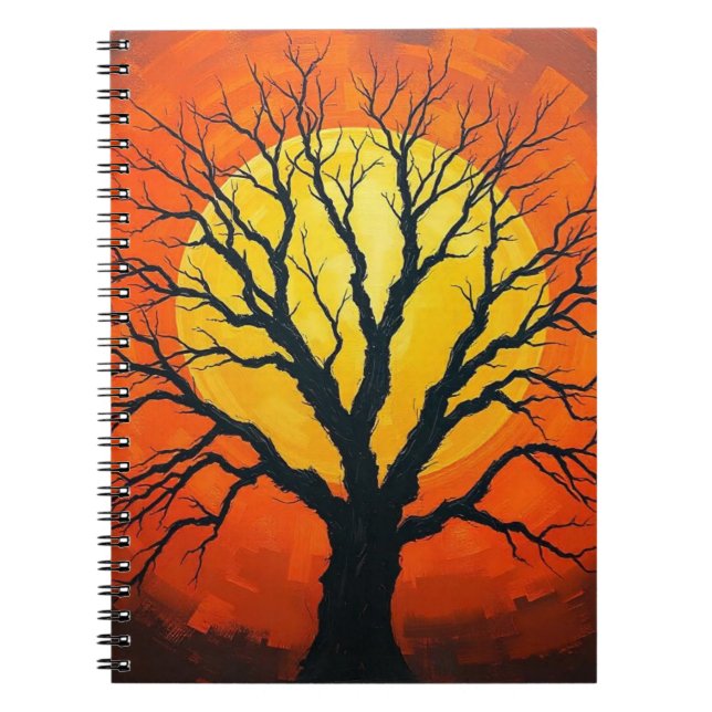 Bare Tree In Shadow With The Sun Notebook Anteckningsbok (Framsidan)
