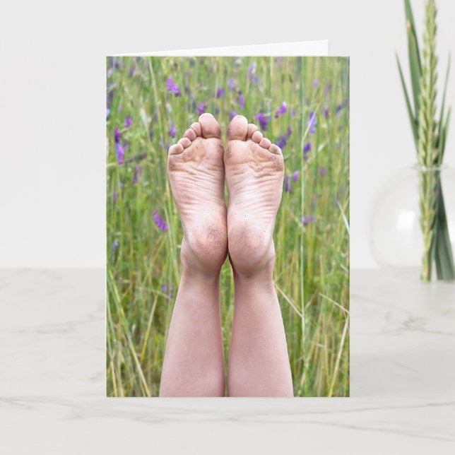 Barefeet i Wildblommor Birthday Kort (Framsida)