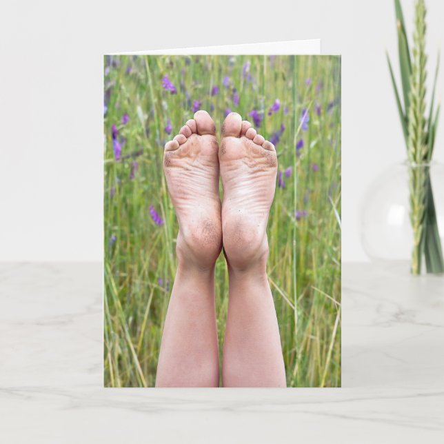 Barefeet i Wildblommor Birthday Kort (Framsida)
