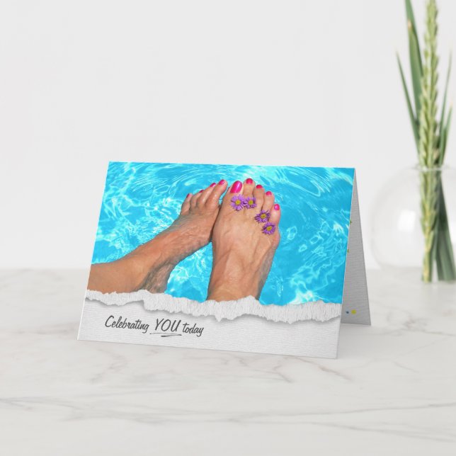 Barefeet simmar födelsedagskort i Bassäng Kort (Framsida)