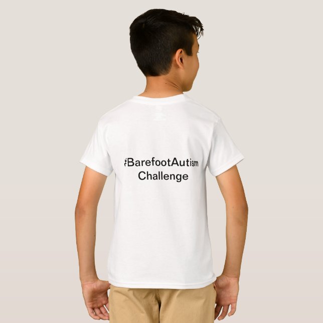 Barefoot Autism Challenge barnt-shirt T Shirt (Hel baksida)