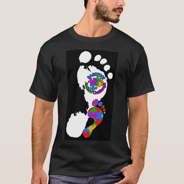 Barefoot Autism Challenge Logotyp T-Shirt Manar (Framsida)