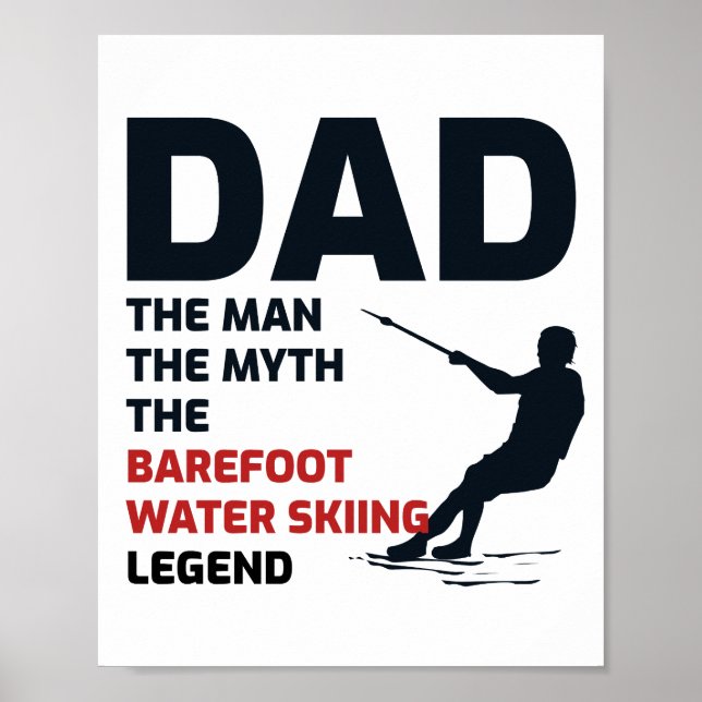 Barefoot Barefooting skiing Vatten sport Pappa Poster (Framsidan)