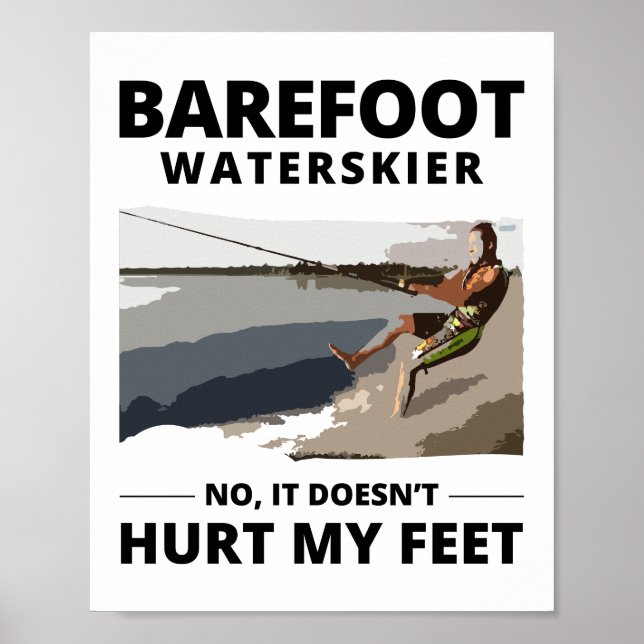 Barefoot Barefooting som hoppar över motorbåten Va Poster (Framsidan)
