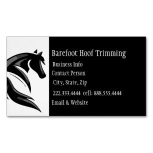 Barefoot Hoof Trimming Black White Classic Busines Magnetiska Visitkort