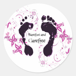 Barefoot och Carefree Runt Klistermärke