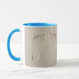 Barefoot Prints i Beach Sand Mugg