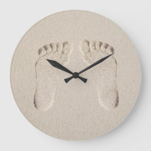 Barefoot Prints i Beach Sand Stor Klocka