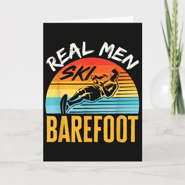 Barefoot Water Skiing Skier Funny Real Men Ski Bar Kort (Framsida)