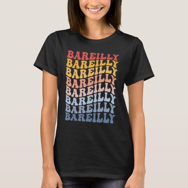 Bareilly City Groovy Retro T Shirt (Framsida)