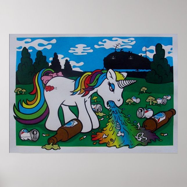 Barfing Unicorn Poster (Framsidan)