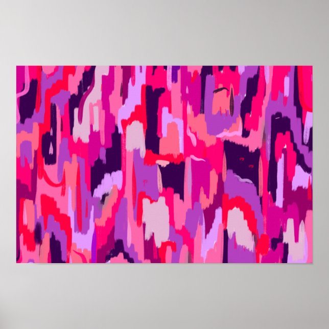 Bärfläck: Röd och rosa abstrakt  Poster (Framsidan)