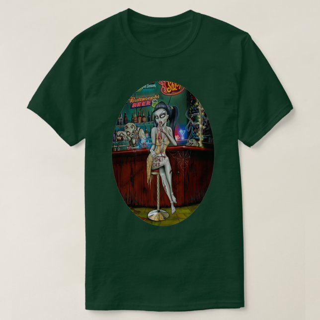 Barfly Zombie Chick T Shirt (Design framsida)