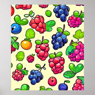 Bärfrukt Mönsterdesign Poster