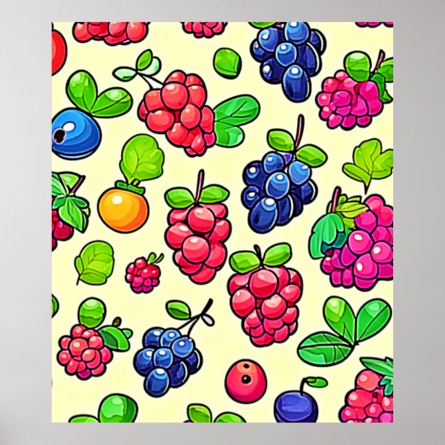 Bärfrukt Mönsterdesign Poster (Framsidan)