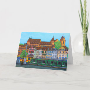 Barfusserplatz Basel hälsningkort Kort