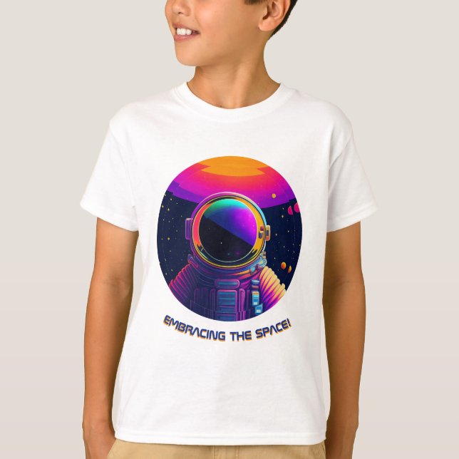 Bärga den vita rymdfärgen "Space White Kids Tshirt T Shirt (Framsida)