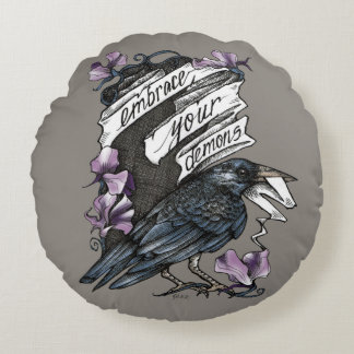 Bärga dina demoner (Raven med söta ärter) Rund Kudde