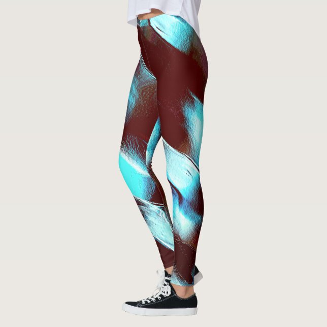 Bärgad av madame metall, i brun till cyan-övertoni leggings (Vänster)