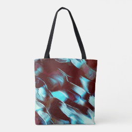 Bärgad av madame metall, i brun till cyan-övertoni tygkasse