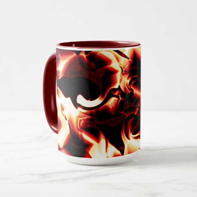 Bärgad brasa på mörkaste röda bakgrund mugg (Framsida vänster)