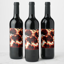 Bärgad brasa på mörkaste röda bakgrund vinflaska etikett
