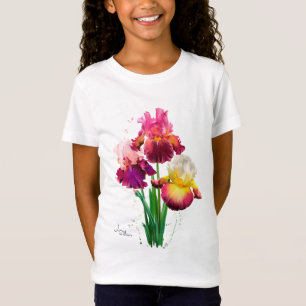 Bärgad iris och stänk av vattenfärgad målning t shirt
