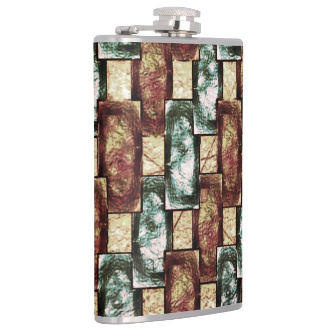 Bärgad och fläckig brun grönt, rektangulär biet fickplunta (Höger)