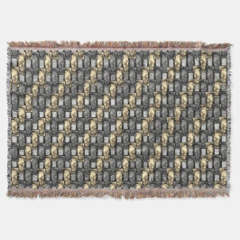 Bärgad och nedfläckad grått, gyllene, rektangulära filt