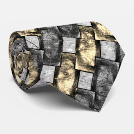 Bärgad och nedfläckad grått, gyllene, rektangulära slips