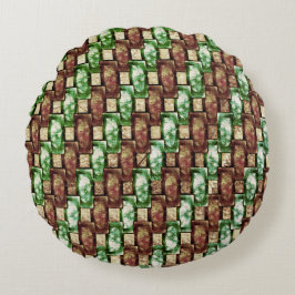 Bärgad och nedfläckad grönt brun rektangulär delar rund kudde