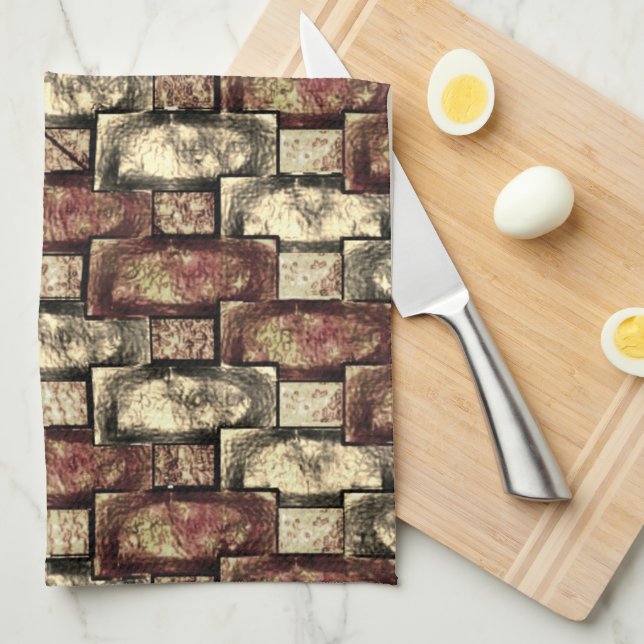 Bärgad och nedfläckad guldbrun rektangulär delar kökshandduk (Vikt i Fjärdedel)