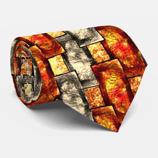 Bärgad rektangulär delar rödaktig och beige-juster slips (Rullad)