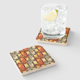 Bärgad rektangulär delar rödaktig och beige-juster stenunderlägg