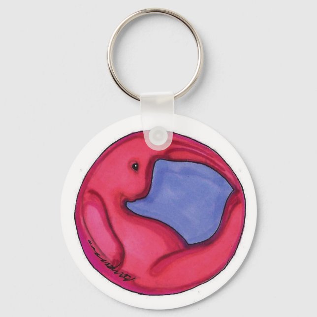 BargasArtworks designade Circle Bunny Keychain Nyckelring (Framsida)